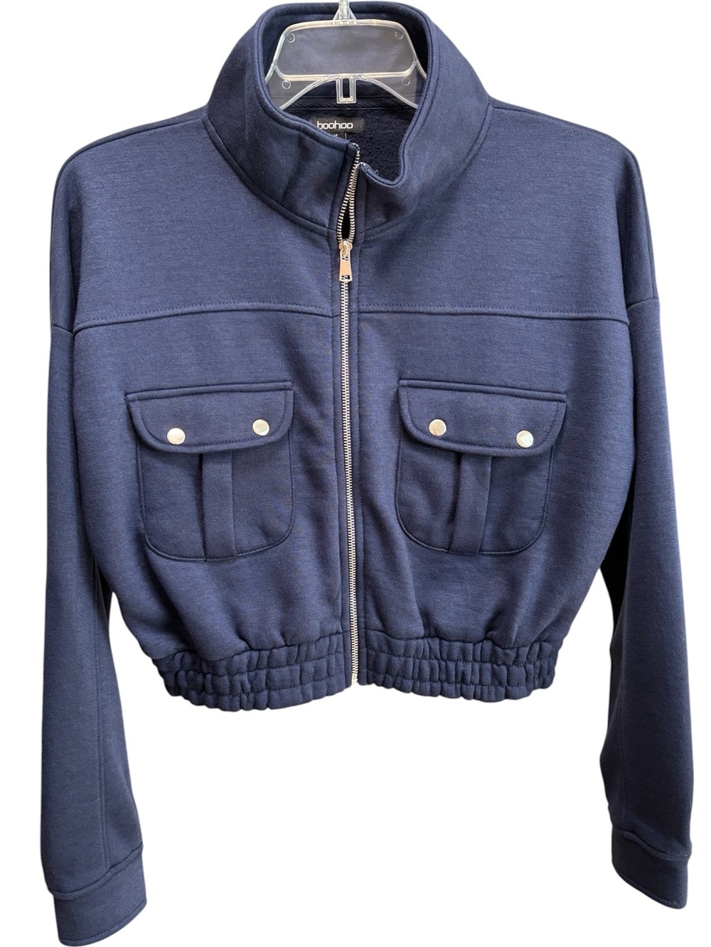 boohoo crop bomber jacket with pocket detail, size 8 - Picture 2 of 8